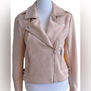 LOVERS + FRIENDS Revolve Blush Pink Faux Suede Short Moto Jacket Size XS